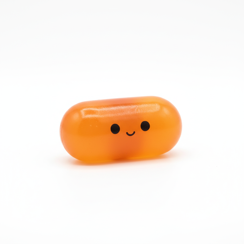 Orange pill squishy toy
