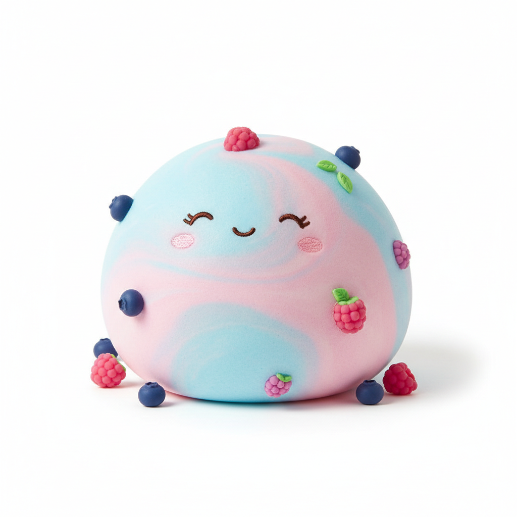 Blue and pink reshapable berry scented squishy